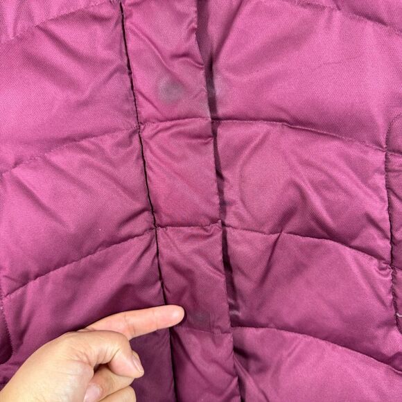 Lands' End Down Coat w/ hood Womens Large L 14-16 Red Purple - Picture 3 of 10